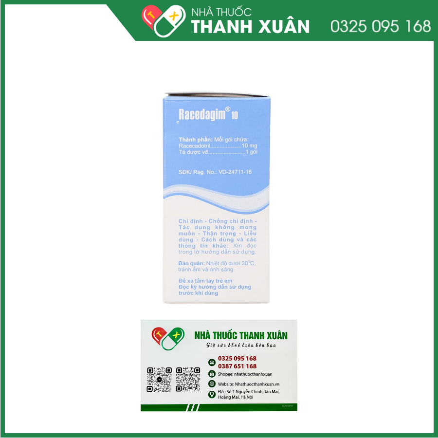 Thuốc cốm Racedagim 10mg trị triệu chứng tiêu chảy cấp tính ở trẻ em